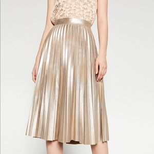 Zara metallic champagne midi skirt